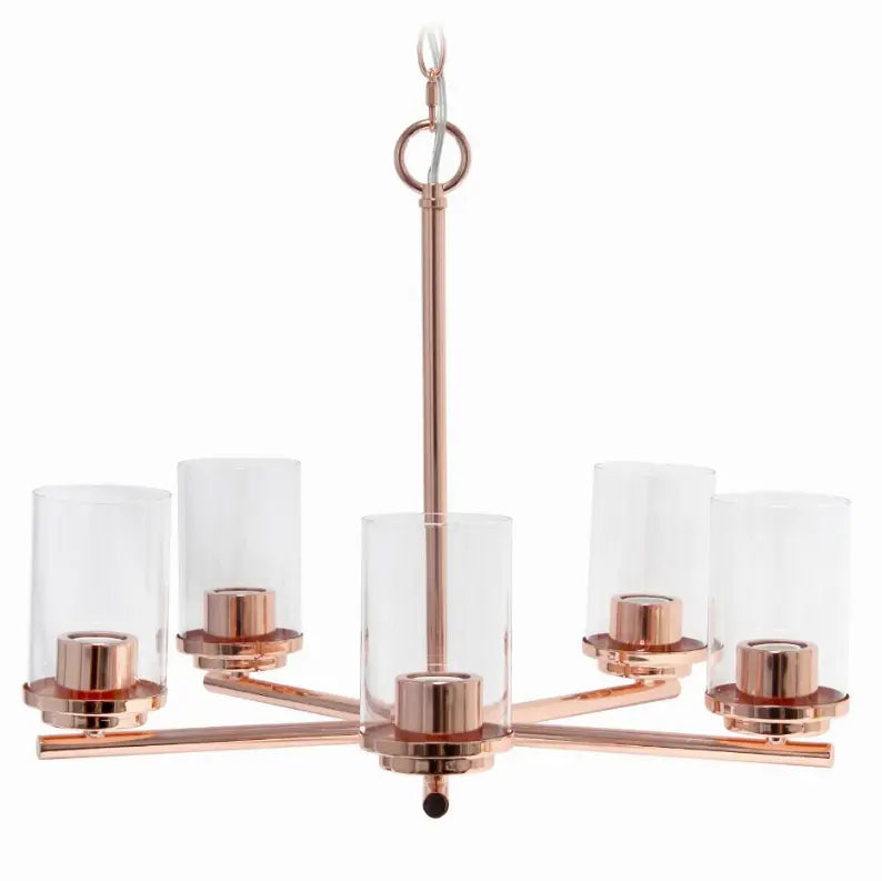 Lalia Home 5-Light 20.5" Classic Contemporary Clear Glass and Metal Hanging Pendant Chandelier All The Rages, Inc.