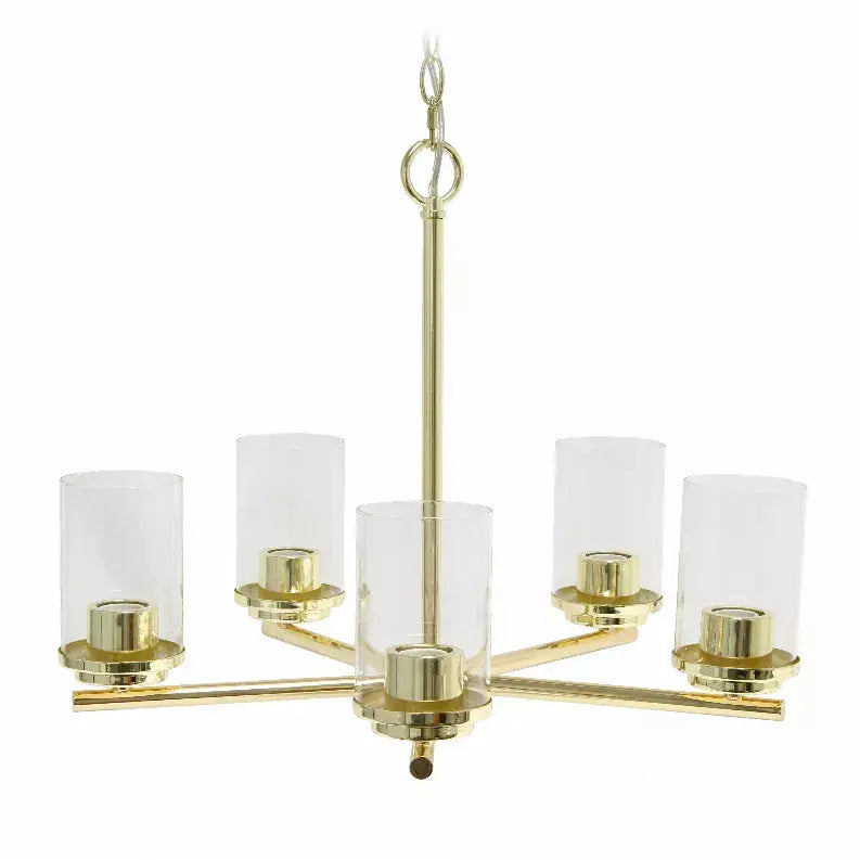 Lalia Home 5-Light 20.5" Classic Contemporary Clear Glass and Metal Hanging Pendant Chandelier All The Rages, Inc.