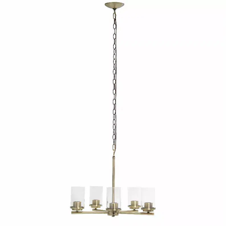 Lalia Home 5-Light 20.5" Classic Contemporary Clear Glass and Metal Hanging Pendant Chandelier All The Rages, Inc.