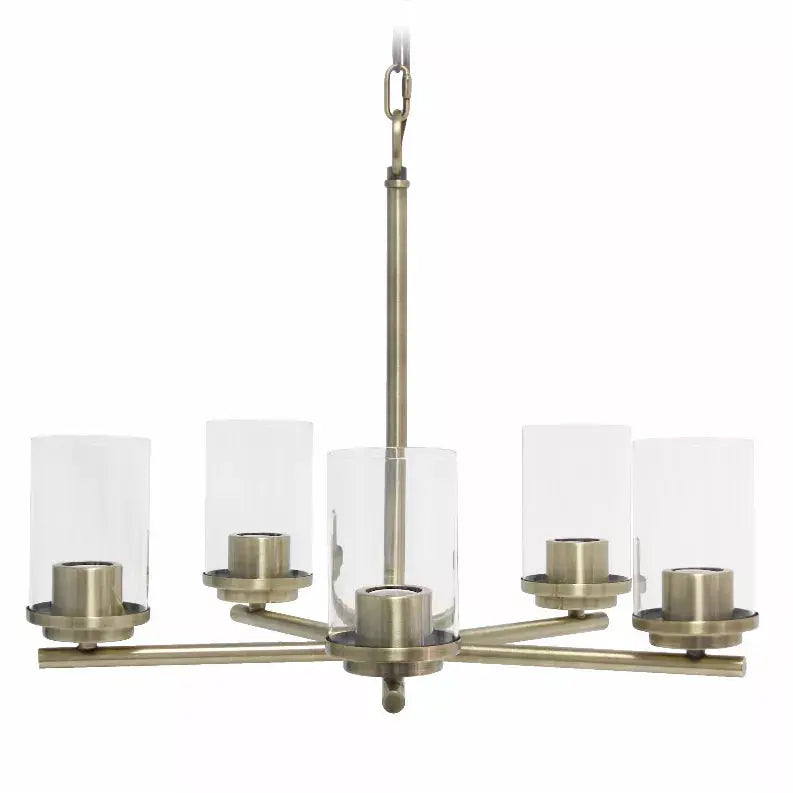Lalia Home 5-Light 20.5" Classic Contemporary Clear Glass and Metal Hanging Pendant Chandelier All The Rages, Inc.