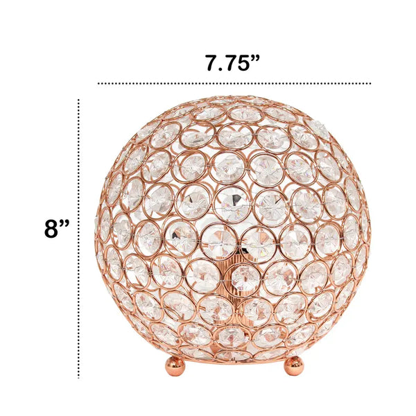 Lalia Home Elipse Medium Contemporary Metal Crystal Round Sphere Glamourous Orb Table Lamp All The Rages, Inc.