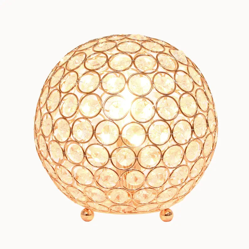 Lalia Home Elipse Medium Contemporary Metal Crystal Round Sphere Glamourous Orb Table Lamp All The Rages, Inc.