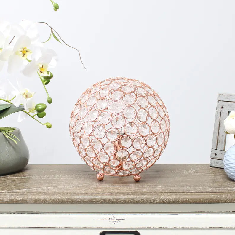 Lalia Home Elipse Medium Contemporary Metal Crystal Round Sphere Glamourous Orb Table Lamp All The Rages, Inc.