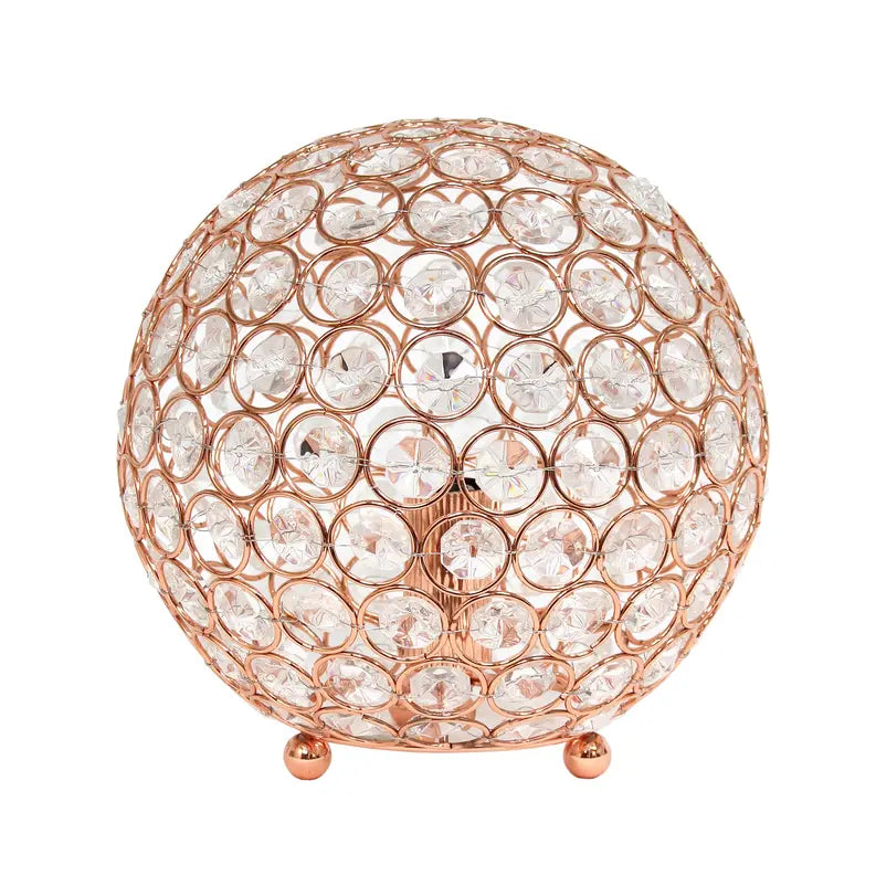 Lalia Home Elipse Medium Contemporary Metal Crystal Round Sphere Glamourous Orb Table Lamp All The Rages, Inc.
