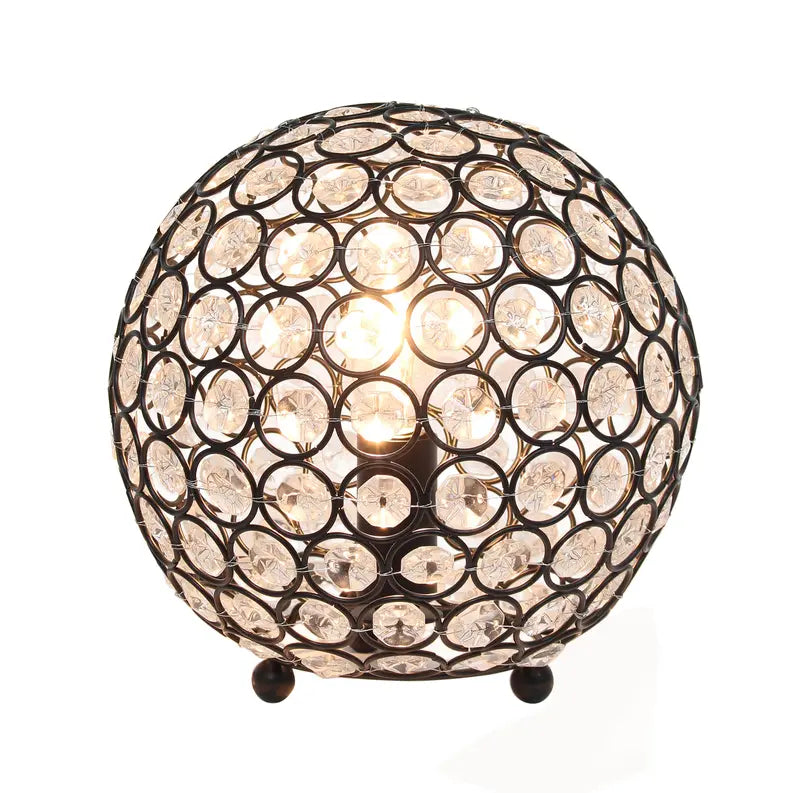 Lalia Home Elipse Medium Contemporary Metal Crystal Round Sphere Glamourous Orb Table Lamp All The Rages, Inc.
