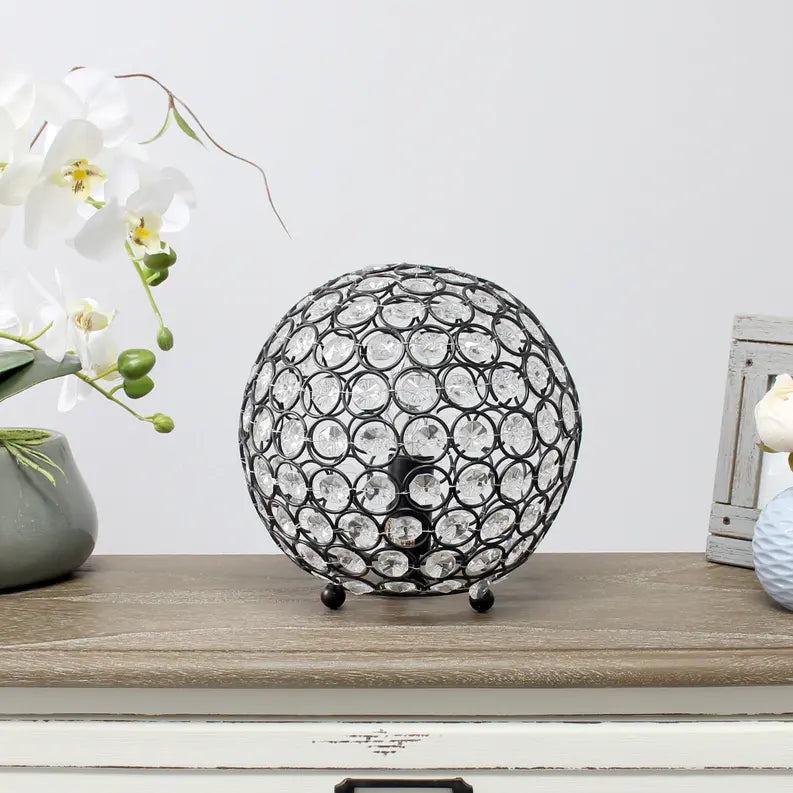 Lalia Home Elipse Medium Contemporary Metal Crystal Round Sphere Glamourous Orb Table Lamp All The Rages, Inc.