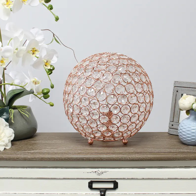 Lalia Home Elipse Medium Contemporary Metal Crystal Round Sphere Glamourous Orb Table Lamp All The Rages, Inc.