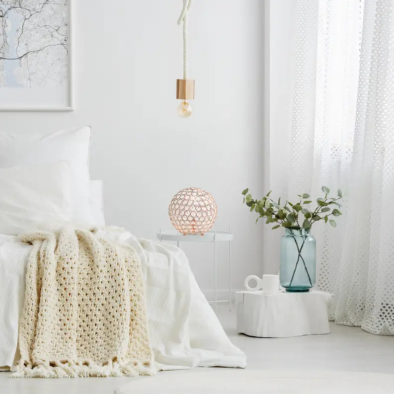 Lalia Home Elipse Medium Contemporary Metal Crystal Round Sphere Glamourous Orb Table Lamp All The Rages, Inc.