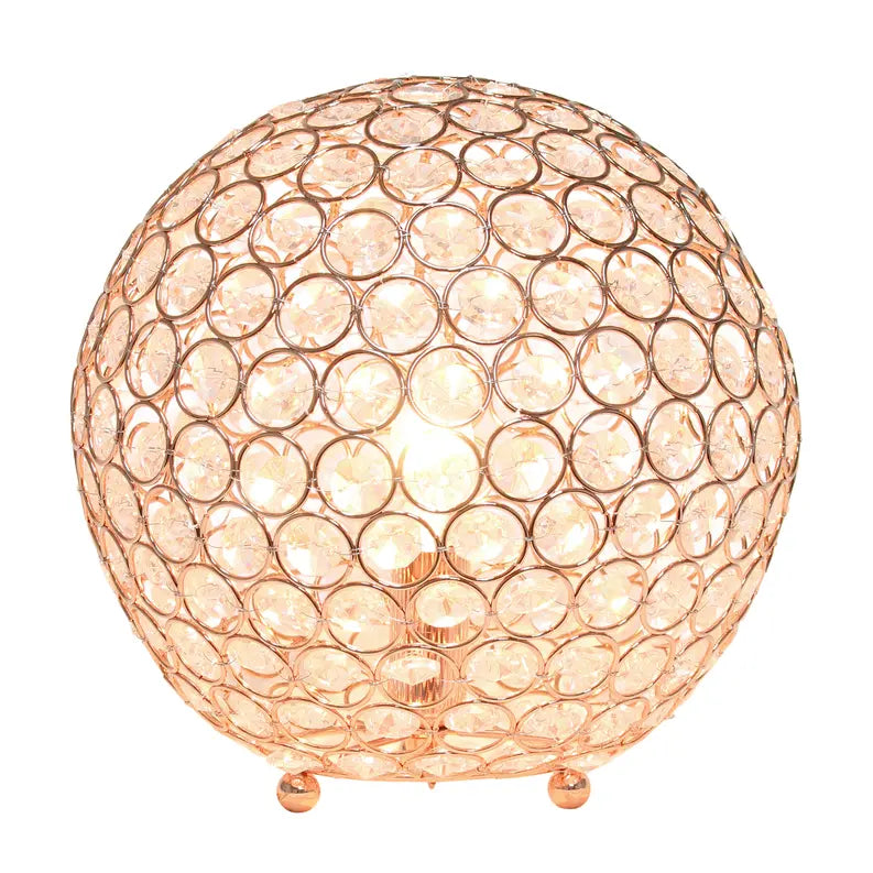 Lalia Home Elipse Medium Contemporary Metal Crystal Round Sphere Glamourous Orb Table Lamp All The Rages, Inc.