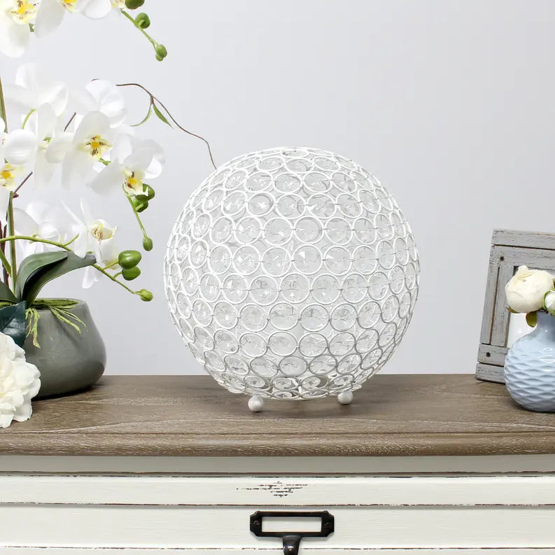 Lalia Home Elipse Medium Contemporary Metal Crystal Round Sphere Glamourous Orb Table Lamp All The Rages, Inc.