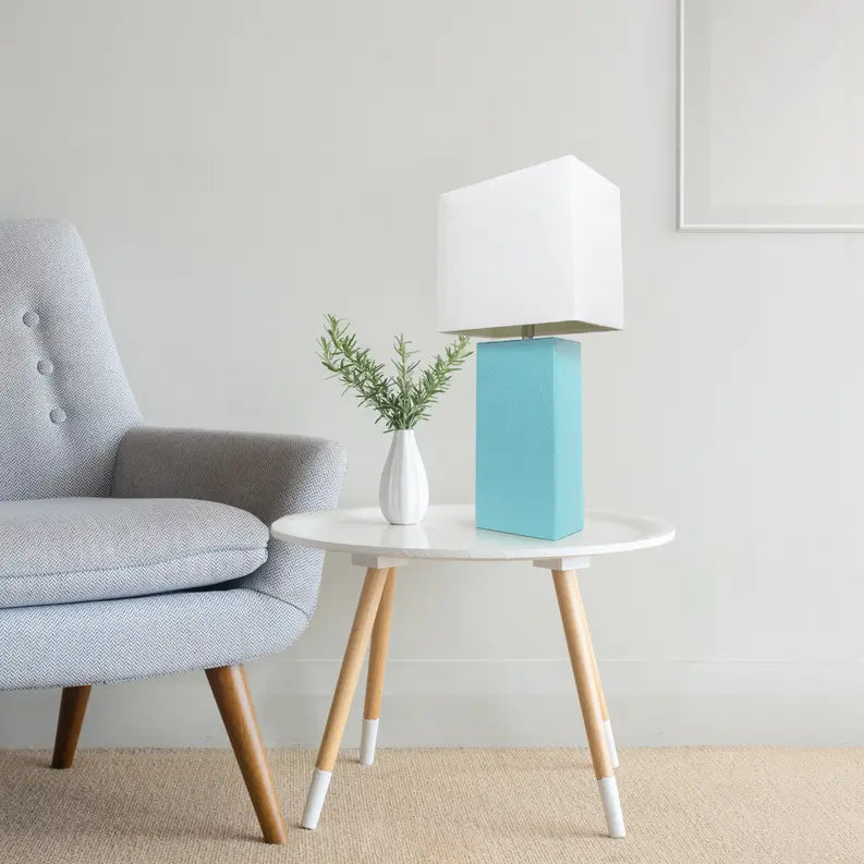 Lalia Home Lexington Leather Base Modern Home Decor Bedside Table Lamp All The Rages, Inc.