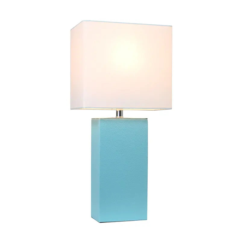 Lalia Home Lexington Leather Base Modern Home Decor Bedside Table Lamp All The Rages, Inc.