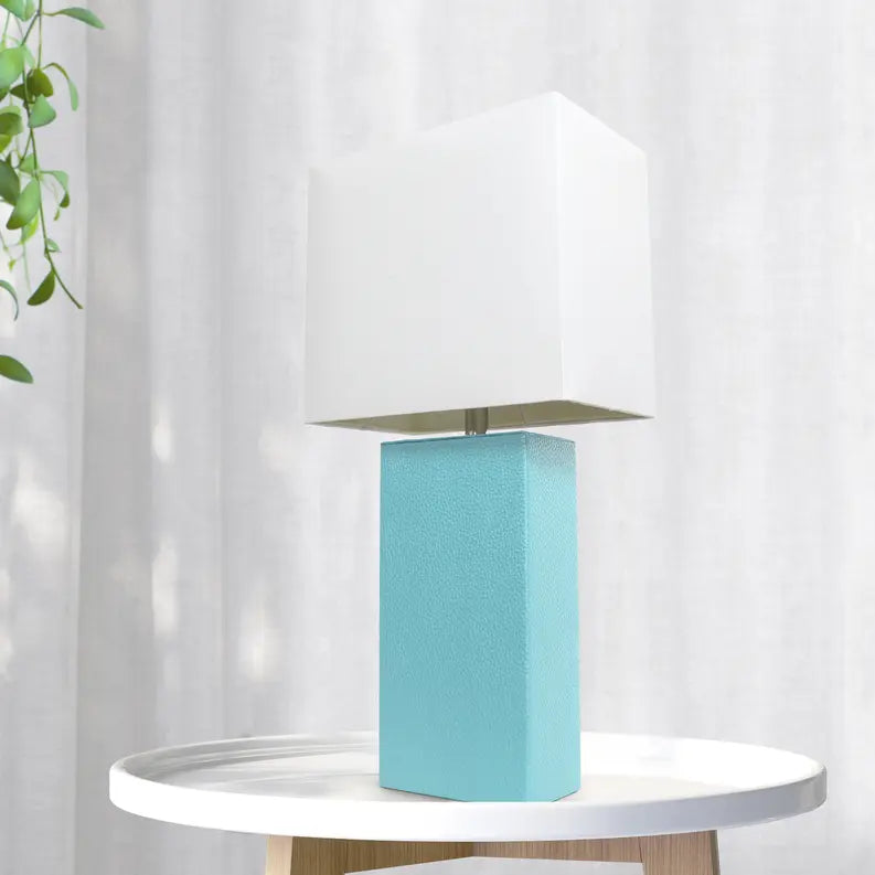 Lalia Home Lexington Leather Base Modern Home Decor Bedside Table Lamp All The Rages, Inc.
