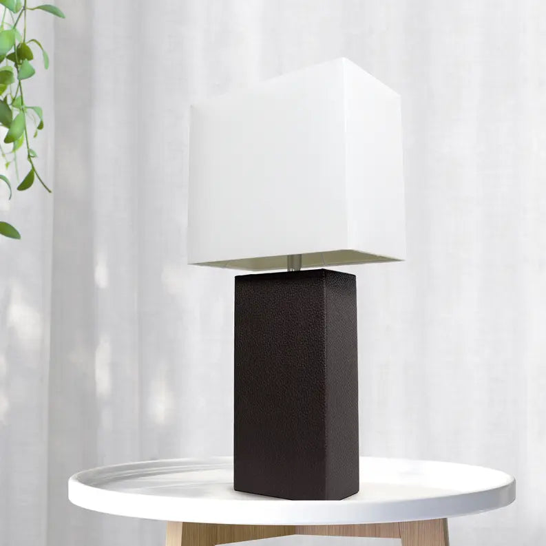 Lalia Home Lexington Leather Base Modern Home Decor Bedside Table Lamp All The Rages, Inc.