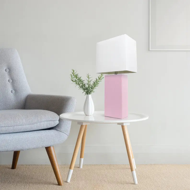 Lalia Home Lexington Leather Base Modern Home Decor Bedside Table Lamp All The Rages, Inc.