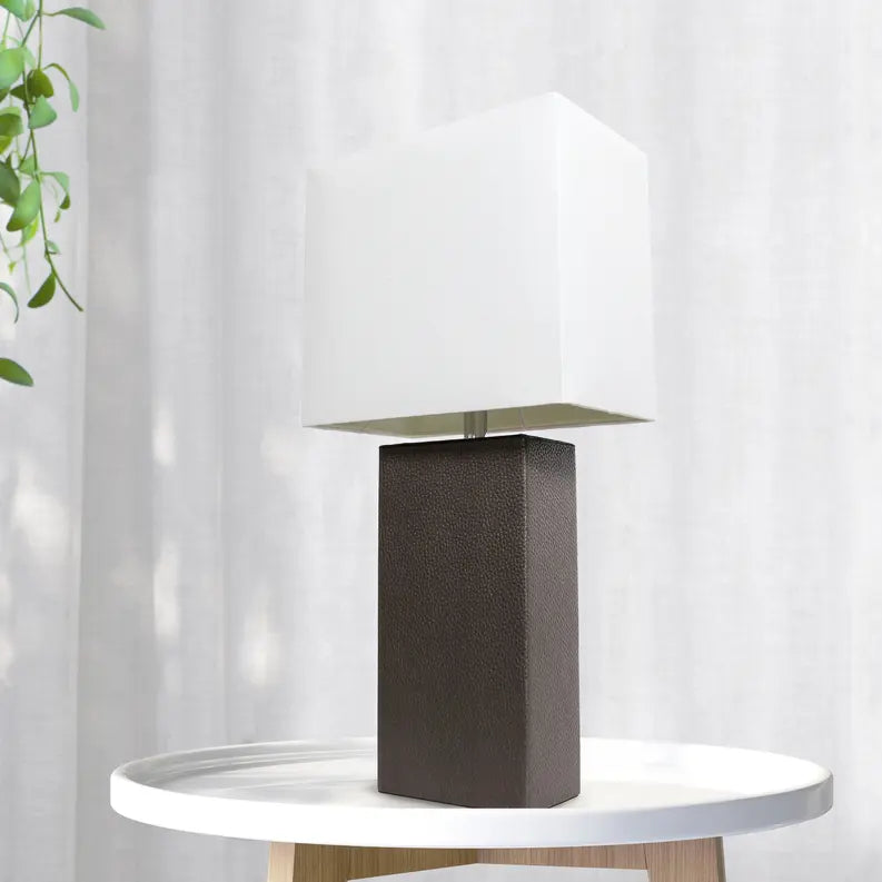 Lalia Home Lexington Leather Base Modern Home Decor Bedside Table Lamp All The Rages, Inc.