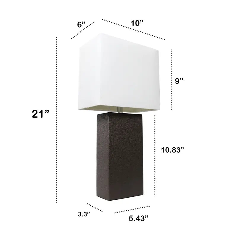 Lalia Home Lexington Leather Base Modern Home Decor Bedside Table Lamp All The Rages, Inc.