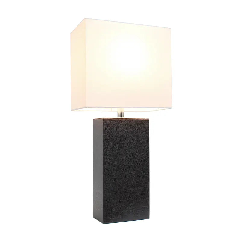 Lalia Home Lexington Leather Base Modern Home Decor Bedside Table Lamp All The Rages, Inc.