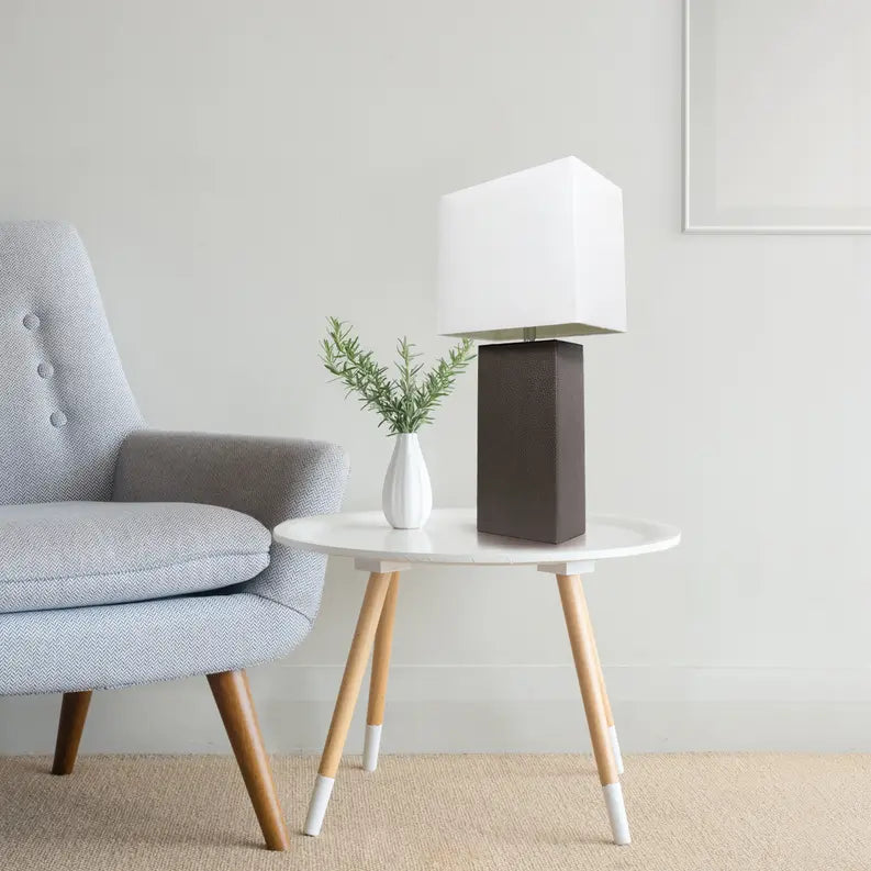 Lalia Home Lexington Leather Base Modern Home Decor Bedside Table Lamp All The Rages, Inc.