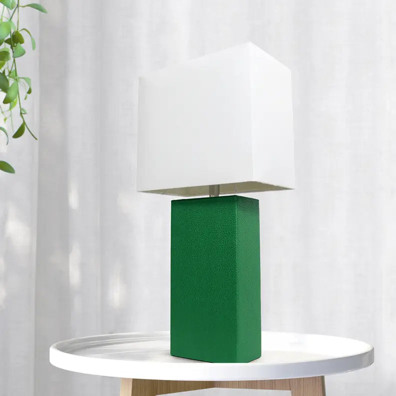 Lalia Home Lexington Leather Base Modern Home Decor Bedside Table Lamp All The Rages, Inc.
