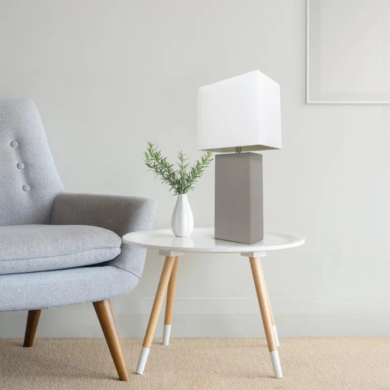 Lalia Home Lexington Leather Base Modern Home Decor Bedside Table Lamp All The Rages, Inc.