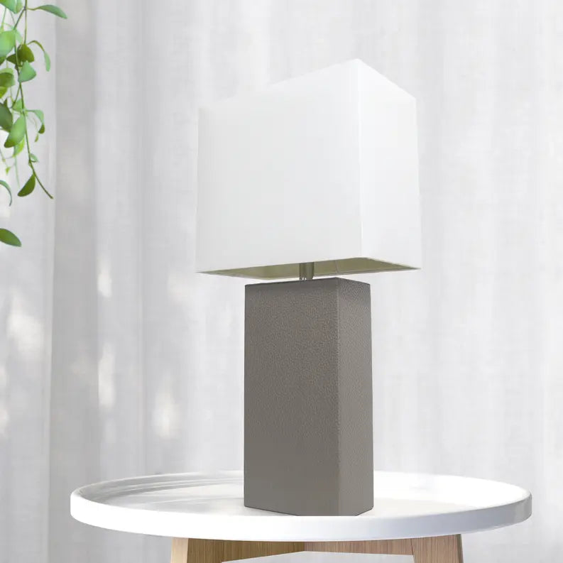 Lalia Home Lexington Leather Base Modern Home Decor Bedside Table Lamp All The Rages, Inc.