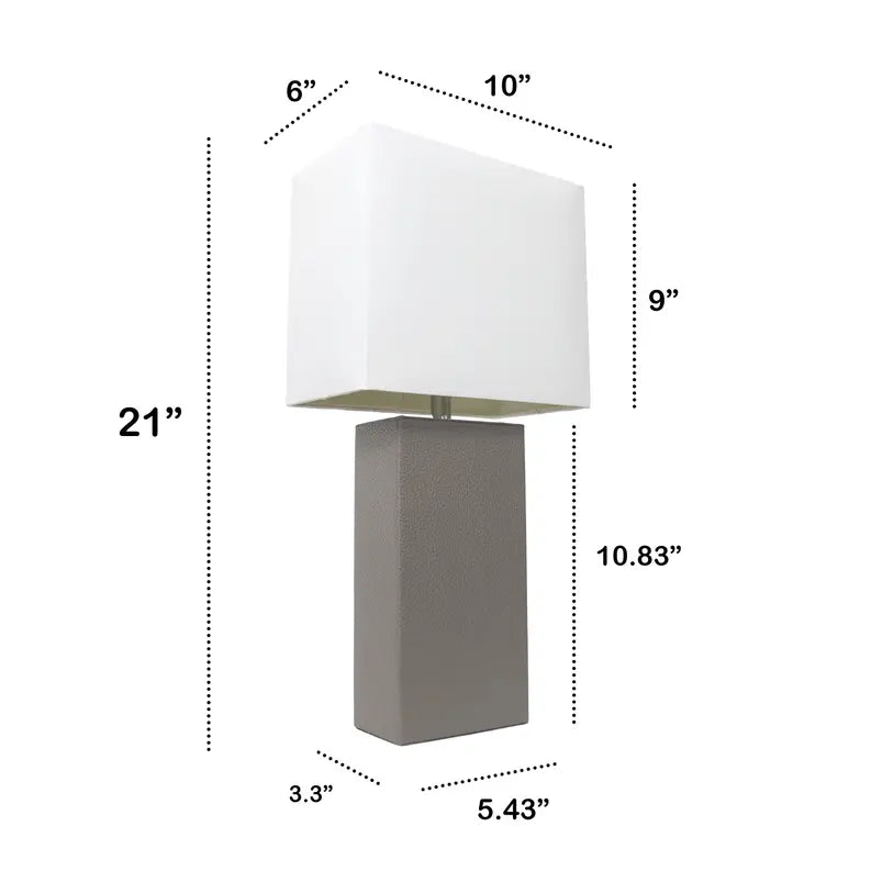 Lalia Home Lexington Leather Base Modern Home Decor Bedside Table Lamp All The Rages, Inc.
