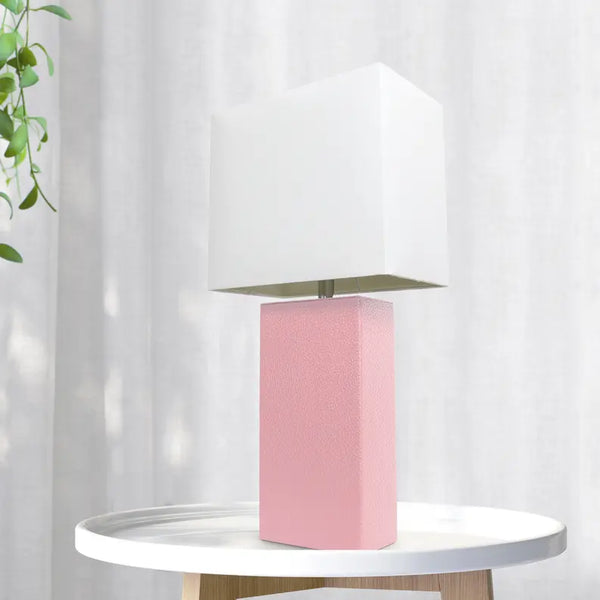Lalia Home Lexington Leather Base Modern Home Decor Bedside Table Lamp All The Rages, Inc.