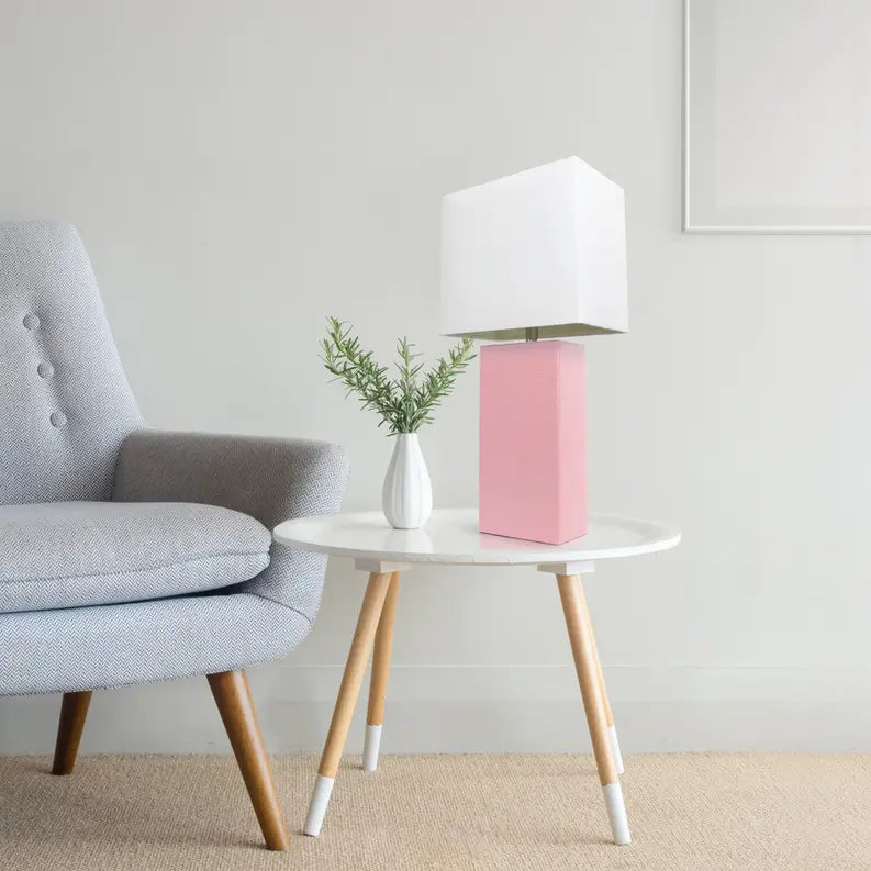 Lalia Home Lexington Leather Base Modern Home Decor Bedside Table Lamp All The Rages, Inc.