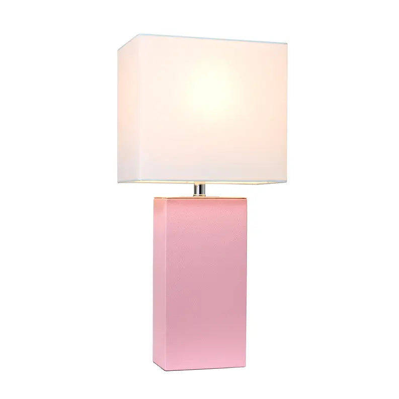 Lalia Home Lexington Leather Base Modern Home Decor Bedside Table Lamp All The Rages, Inc.
