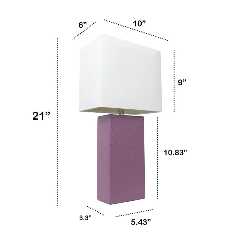 Lalia Home Lexington Leather Base Modern Home Decor Bedside Table Lamp All The Rages, Inc.