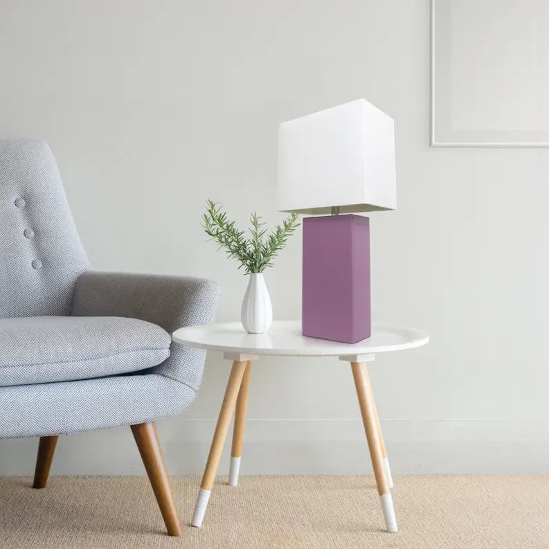 Lalia Home Lexington Leather Base Modern Home Decor Bedside Table Lamp All The Rages, Inc.