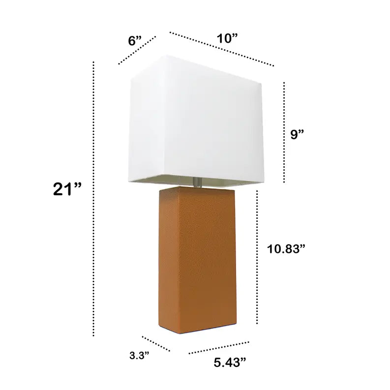 Lalia Home Lexington Leather Base Modern Home Decor Bedside Table Lamp All The Rages, Inc.