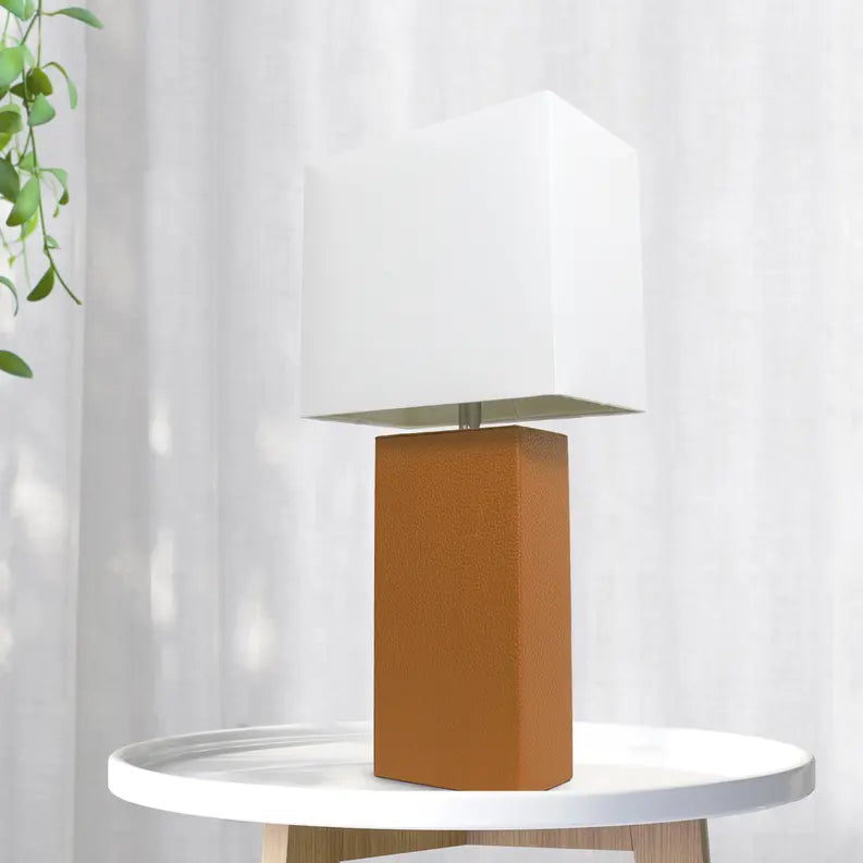 Lalia Home Lexington Leather Base Modern Home Decor Bedside Table Lamp All The Rages, Inc.