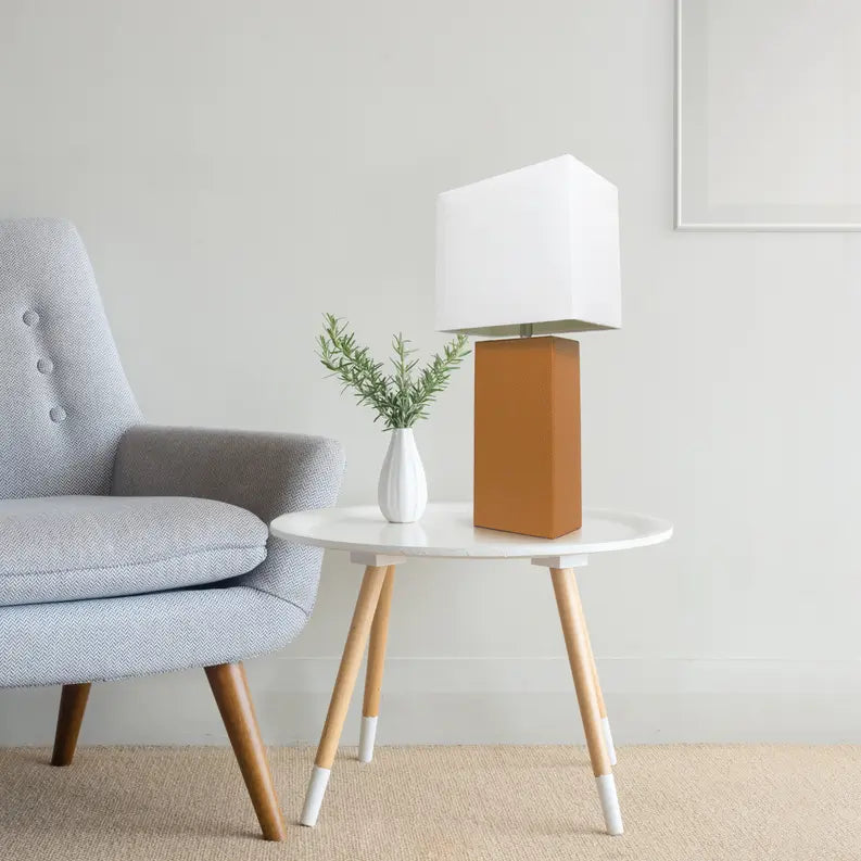 Lalia Home Lexington Leather Base Modern Home Decor Bedside Table Lamp All The Rages, Inc.