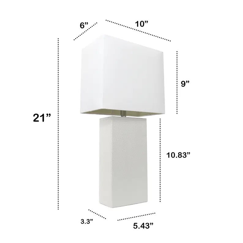Lalia Home Lexington Leather Base Modern Home Decor Bedside Table Lamp All The Rages, Inc.