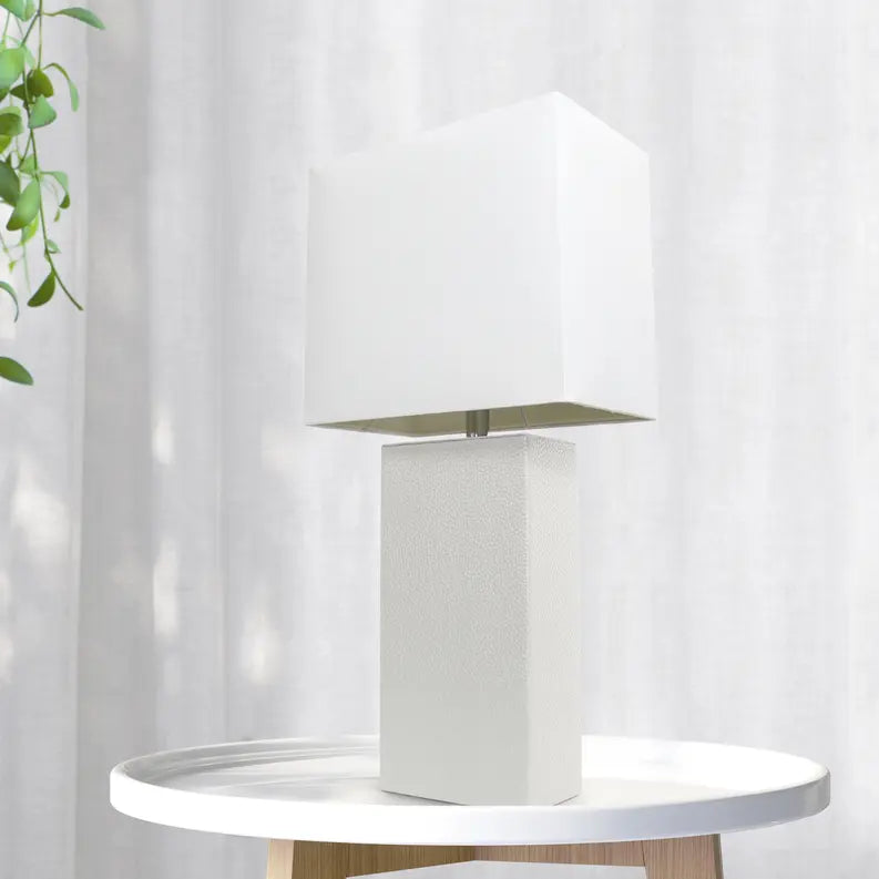 Lalia Home Lexington Leather Base Modern Home Decor Bedside Table Lamp All The Rages, Inc.