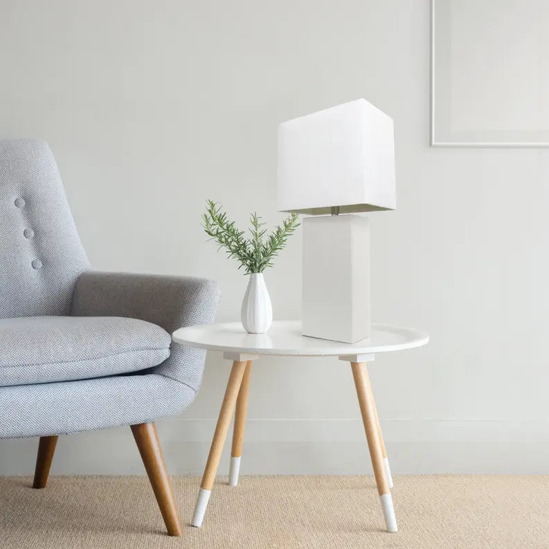 Lalia Home Lexington Leather Base Modern Home Decor Bedside Table Lamp All The Rages, Inc.