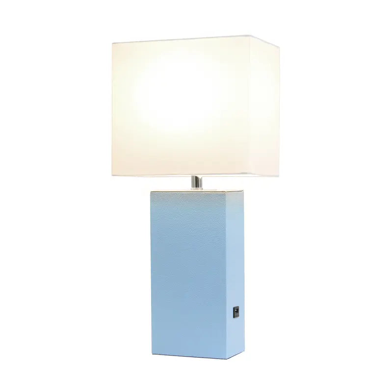 Lalia Home Lexington Leather Base Modern Home Decor Bedside Table Lamp with USB Charging Port All The Rages, Inc.