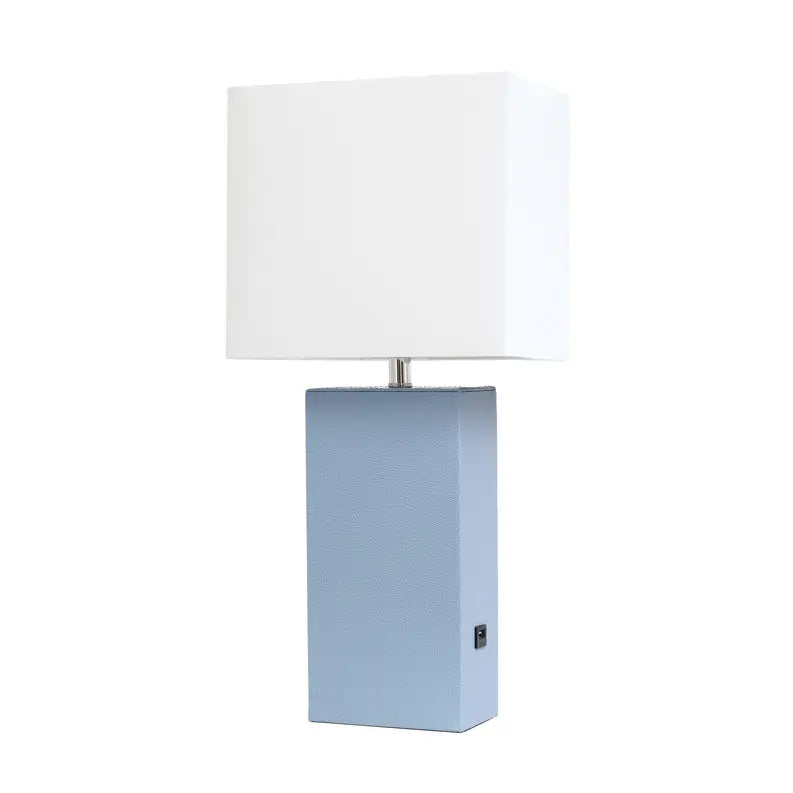 Lalia Home Lexington Leather Base Modern Home Decor Bedside Table Lamp with USB Charging Port All The Rages, Inc.
