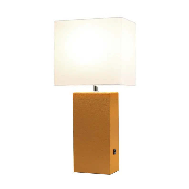 Lalia Home Lexington Leather Base Modern Home Decor Bedside Table Lamp with USB Charging Port All The Rages, Inc.