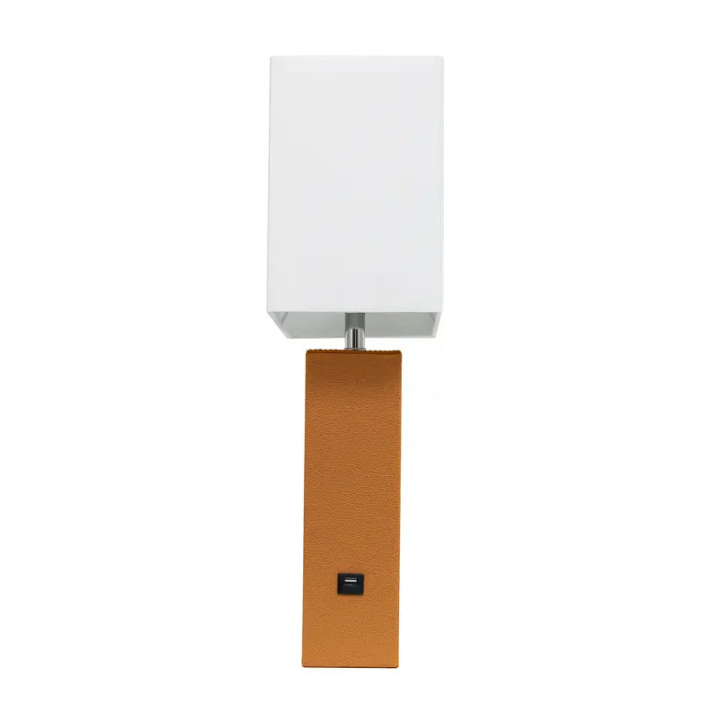 Lalia Home Lexington Leather Base Modern Home Decor Bedside Table Lamp with USB Charging Port All The Rages, Inc.