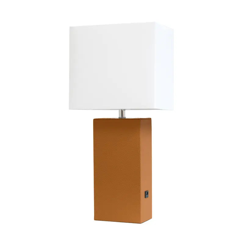 Lalia Home Lexington Leather Base Modern Home Decor Bedside Table Lamp with USB Charging Port All The Rages, Inc.