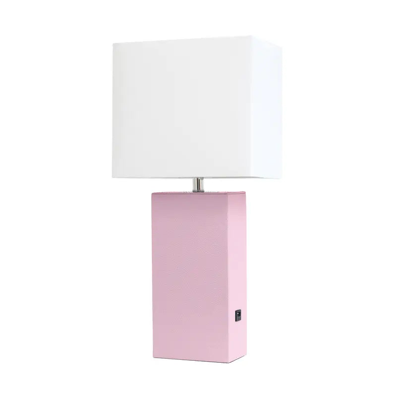 Lalia Home Lexington Leather Base Modern Home Decor Bedside Table Lamp with USB Charging Port All The Rages, Inc.