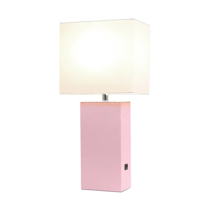 Lalia Home Lexington Leather Base Modern Home Decor Bedside Table Lamp with USB Charging Port All The Rages, Inc.