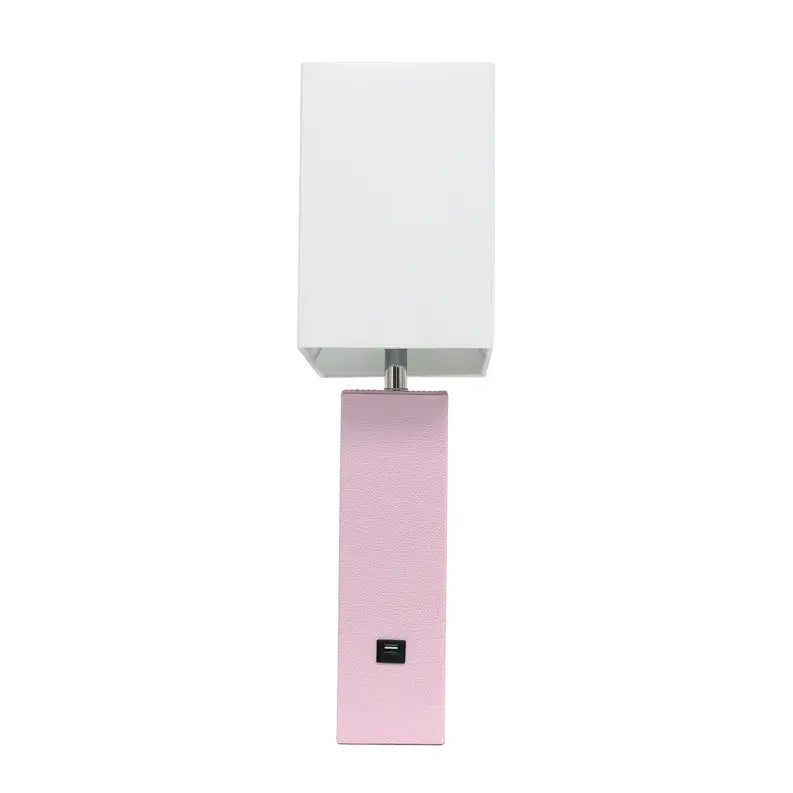 Lalia Home Lexington Leather Base Modern Home Decor Bedside Table Lamp with USB Charging Port All The Rages, Inc.