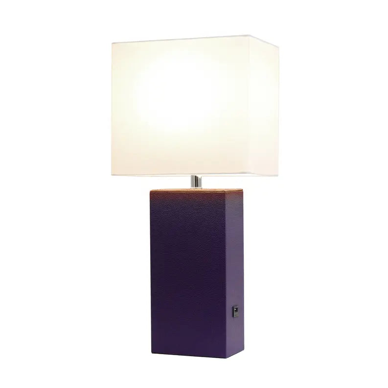 Lalia Home Lexington Leather Base Modern Home Decor Bedside Table Lamp with USB Charging Port All The Rages, Inc.