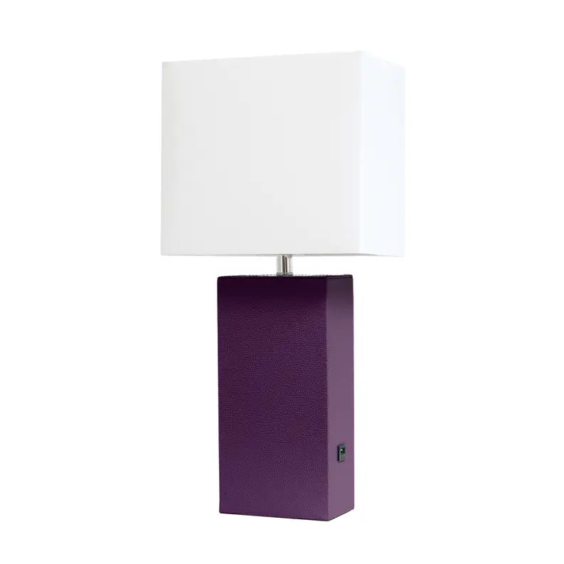 Lalia Home Lexington Leather Base Modern Home Decor Bedside Table Lamp with USB Charging Port All The Rages, Inc.