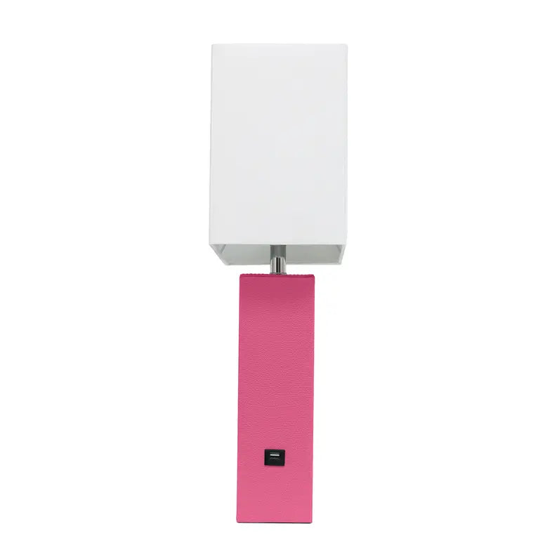 Lalia Home Lexington Leather Base Modern Home Decor Bedside Table Lamp with USB Charging Port All The Rages, Inc.