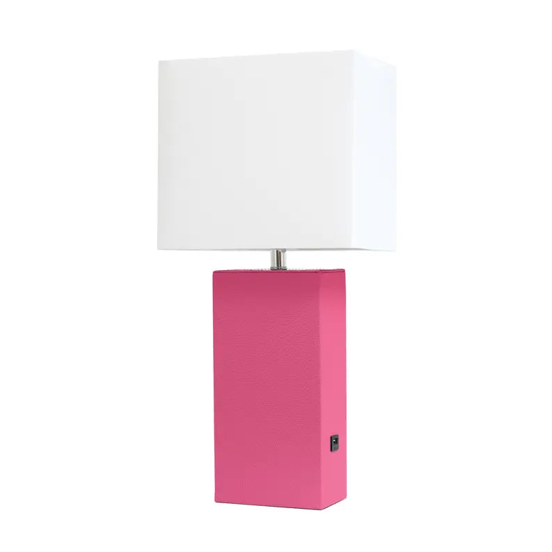 Lalia Home Lexington Leather Base Modern Home Decor Bedside Table Lamp with USB Charging Port All The Rages, Inc.